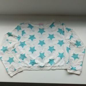 Girls White Sweater with Blue Stars